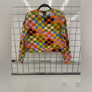 Nooworks Long Sleeve Cropped Pullover - Carnival Print, XL